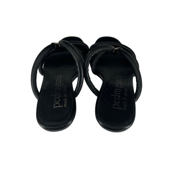 Pedro Garcia Black Leather Open Toe Heeled Sandals Size 6 small Womens - Picture 6 of 8